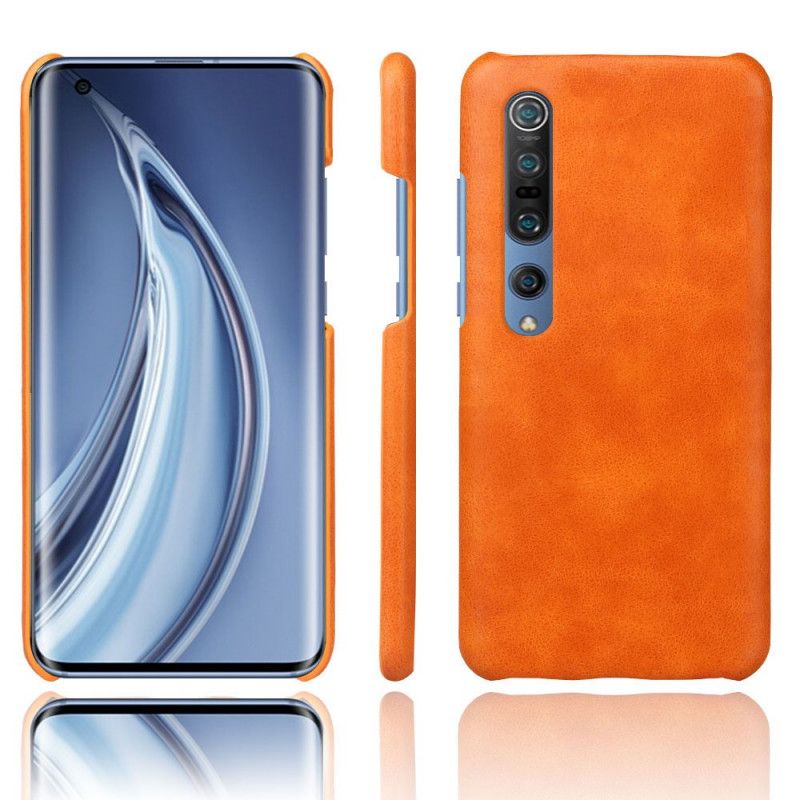 Kuori Xiaomi Mi 10 / 10 Pro Tummansininen Oranssi Litsi-Nahkaefekti Ksq