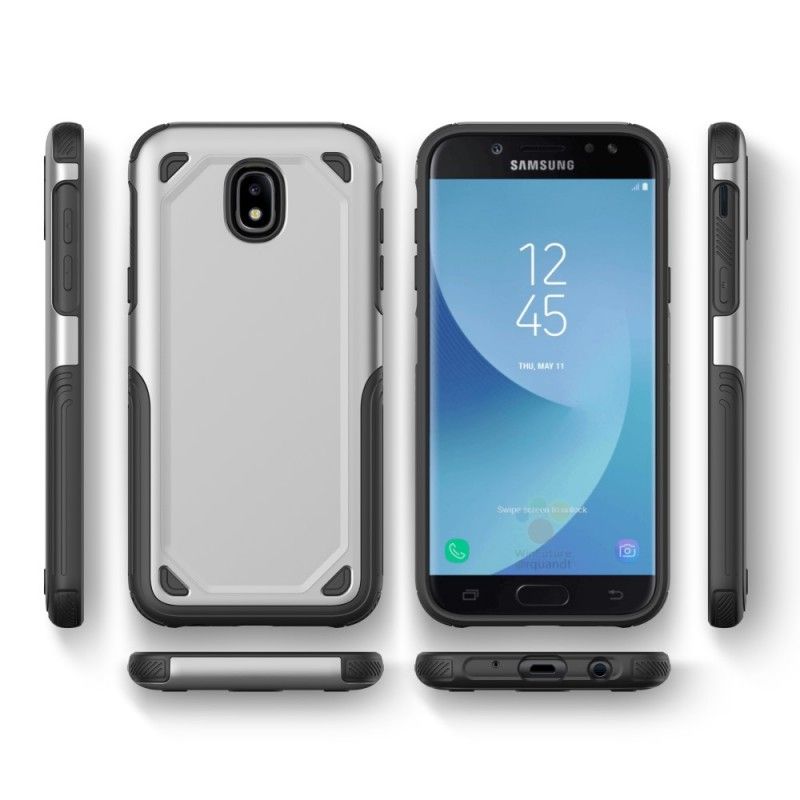 Kuori Samsung Galaxy J3 2017 Harmaa Musta Metallivaikutteinen Panssari