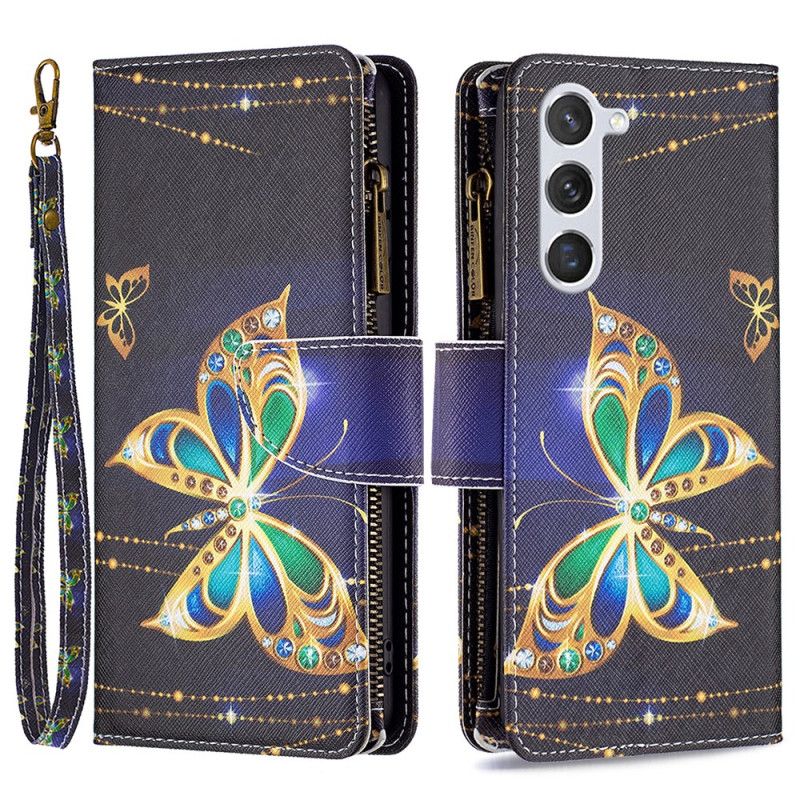 Kotelot Samsung Galaxy S24 5g Puhelinkuoret Rhinestone Butterflies -lompakko Hihnalla