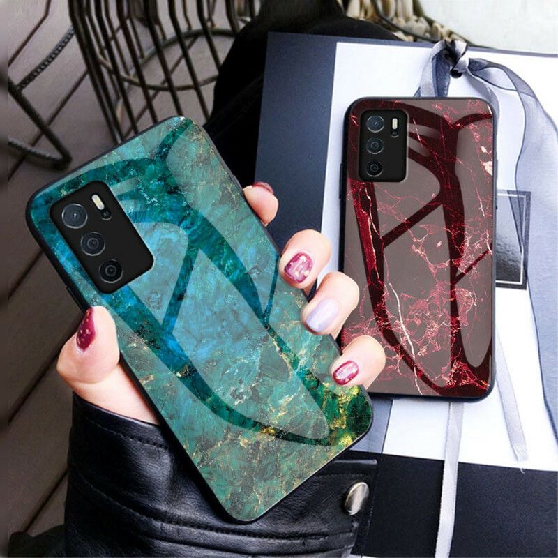 Kuori Oppo A16 / A16s Marble Colors Tempered Glass Suojakuori