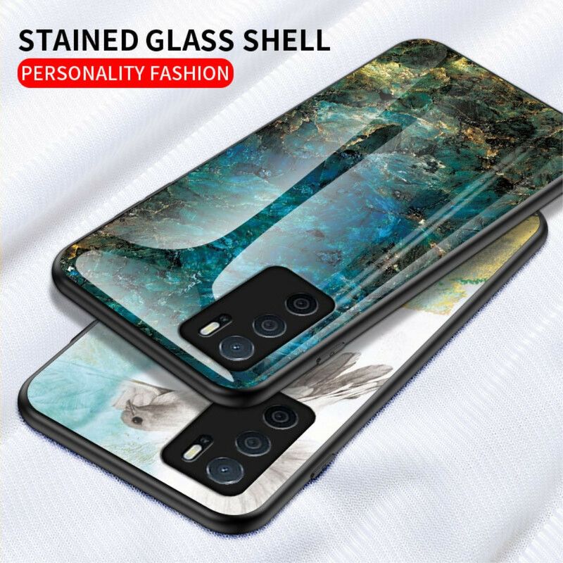 Kuori Oppo A16 / A16s Marble Colors Tempered Glass Suojakuori