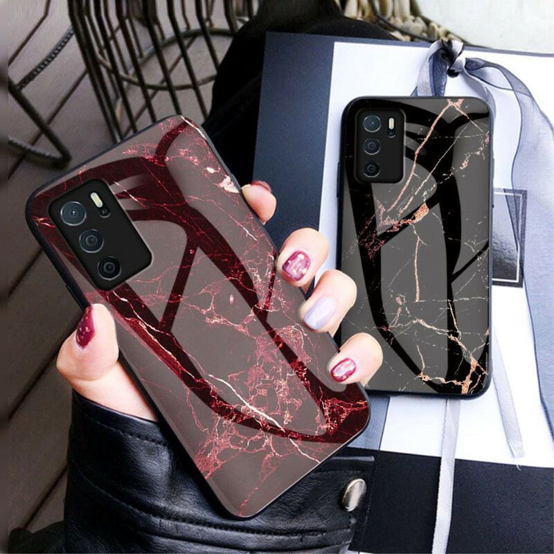 Kuori Oppo A16 / A16s Marble Colors Tempered Glass Suojakuori