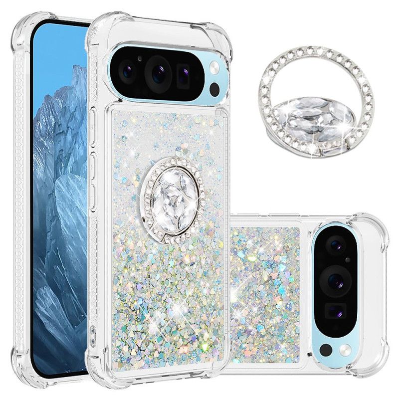 Kuori Google Pixel 9 Pro Glitter Ring -tuki