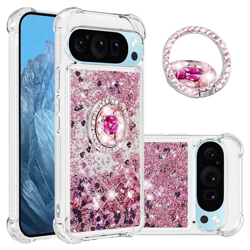 Kuori Google Pixel 9 Pro Glitter Ring -tuki