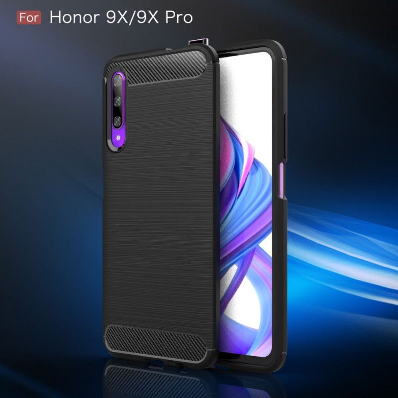 Kuori Honor 9X Pro Punainen Musta Harjattu Hiilikuitu