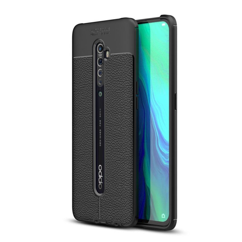 Kuori Oppo Reno 2 Punainen Musta Kaksilinjainen Litsi Nahkaa