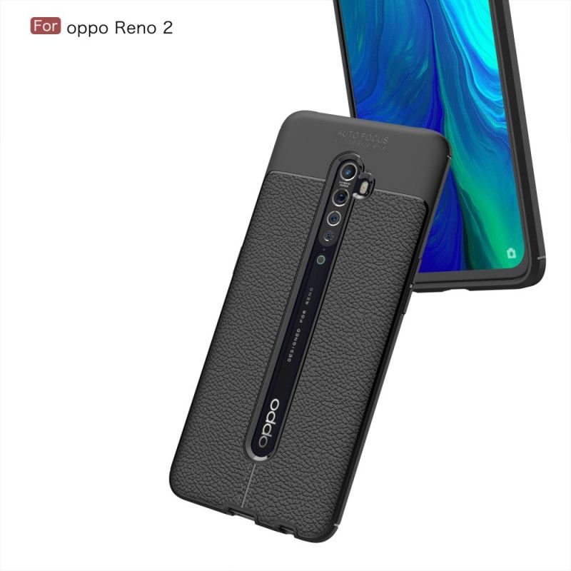 Kuori Oppo Reno 2 Punainen Musta Kaksilinjainen Litsi Nahkaa