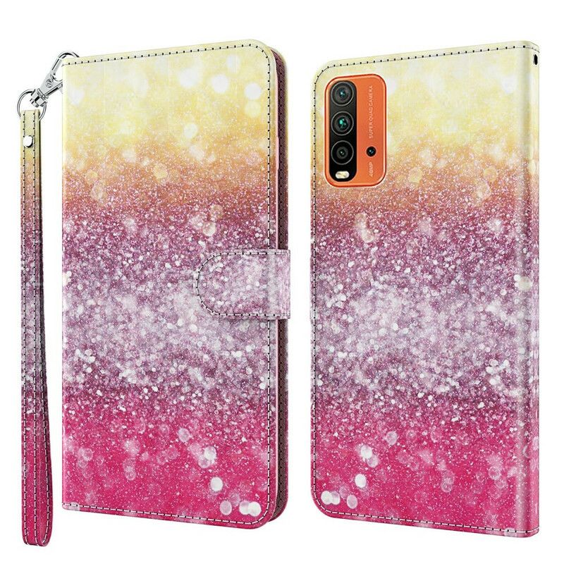 Flip Kotelot Xiaomi Redmi 9t Magenta Glitter Gradient