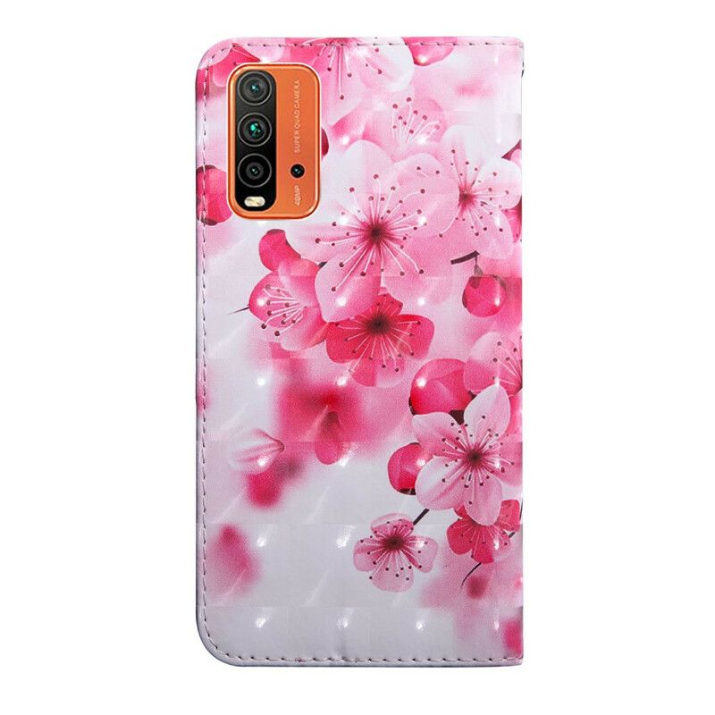 Flip Kotelot Xiaomi Redmi 9t Pink Flowers Suojakuori