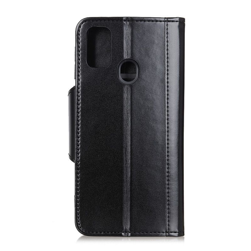 Flip Case OnePlus Nord N10 Punainen Musta Keinonahkaa Hopeaa