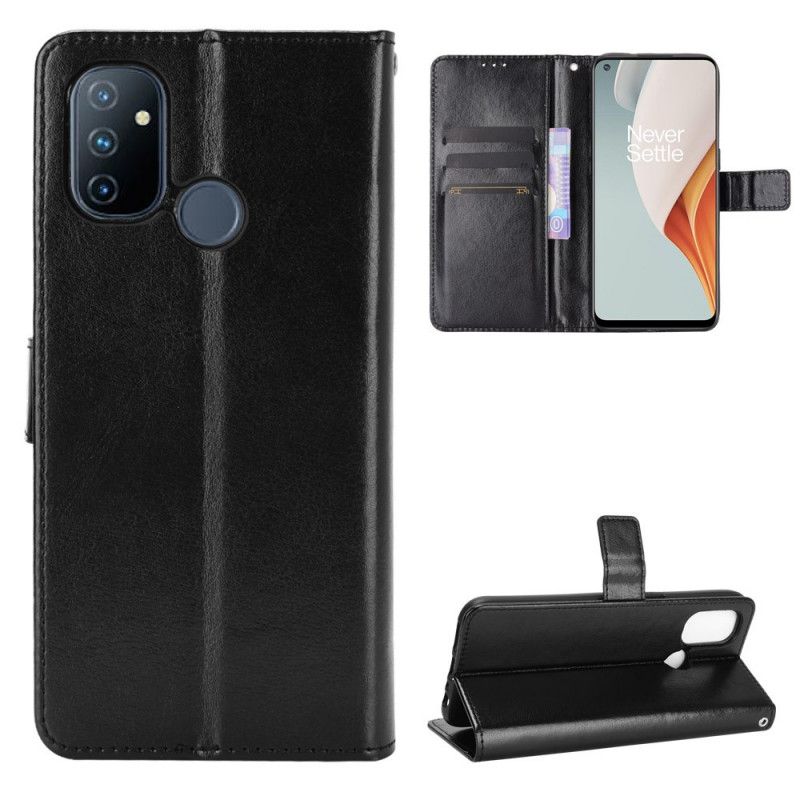 Flip Case OnePlus Nord N100 Punainen Musta Räikeä Tekonahka