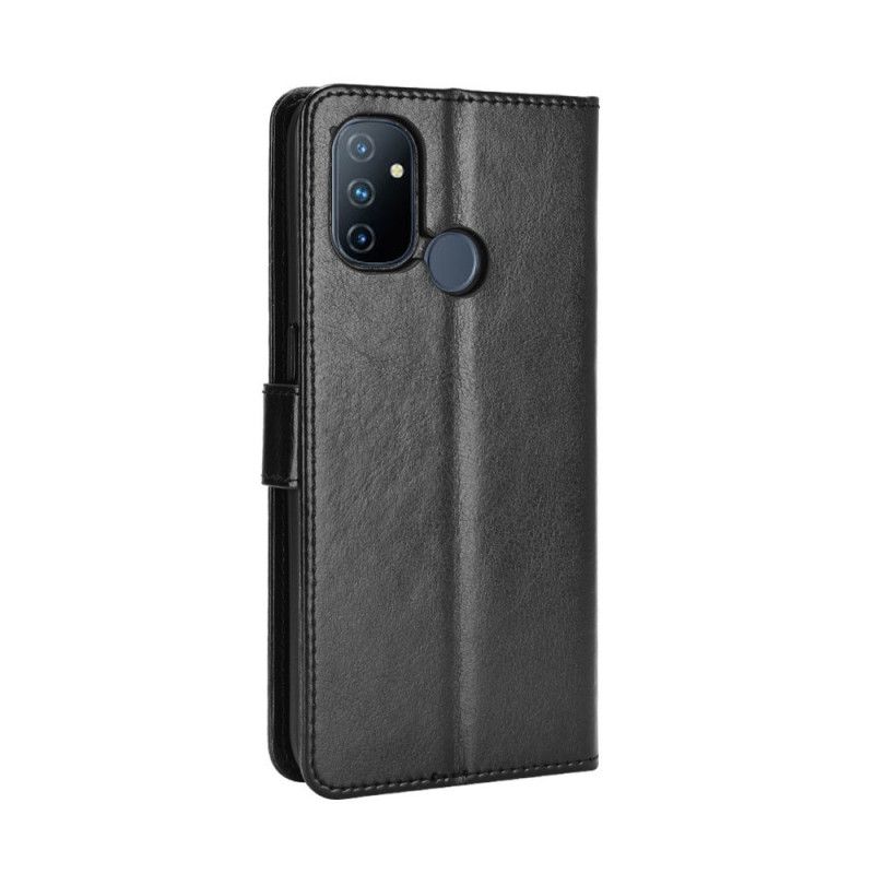 Flip Case OnePlus Nord N100 Punainen Musta Räikeä Tekonahka