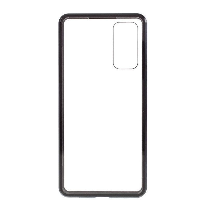 Case Kuoret Samsung Galaxy S20 FE Punainen Musta Puhelinkuoret Metallireunat Ja Karkaistu Lasi Takaisin