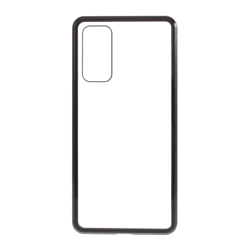 Case Kuoret Samsung Galaxy S20 FE Punainen Musta Puhelinkuoret Metallireunat Ja Karkaistu Lasi Takaisin