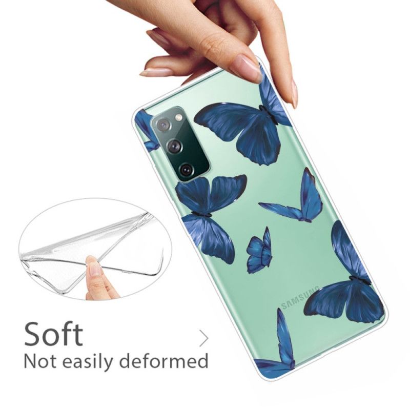 Case Kuoret Samsung Galaxy S20 FE Tummansininen Vaaleanpunainen Puhelinkuoret Villi Perhosia