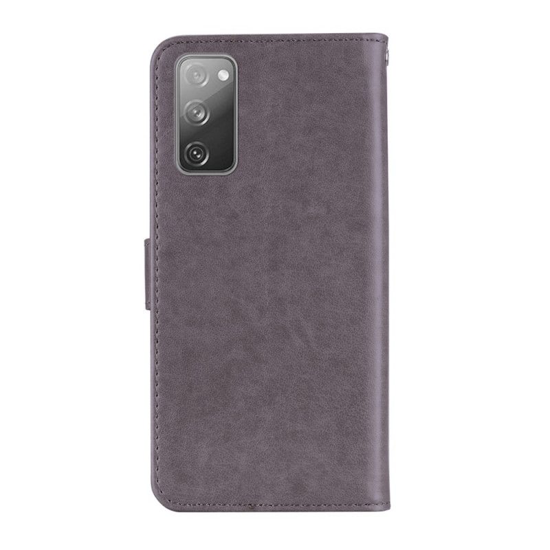 Flip Case Samsung Galaxy S20 FE Punainen Harmaa Pöllö Mandala Ja Viehätys