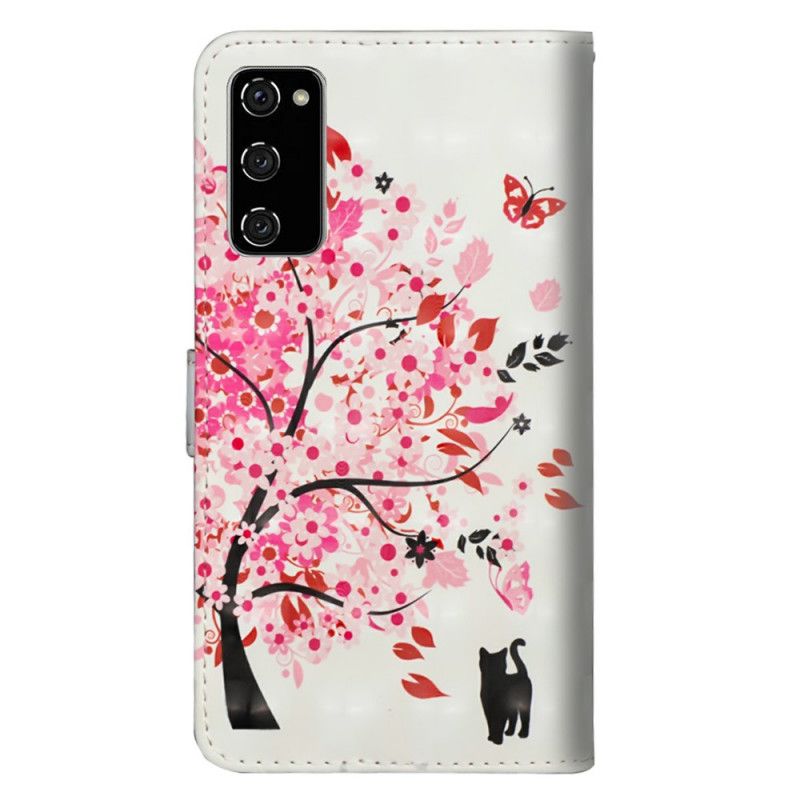 Flip Case Samsung Galaxy S20 FE Vaaleanpunainen Puu