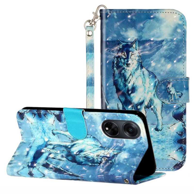 Kotelot Oppo A98 5g 3d Snow Wolf Hihnalla