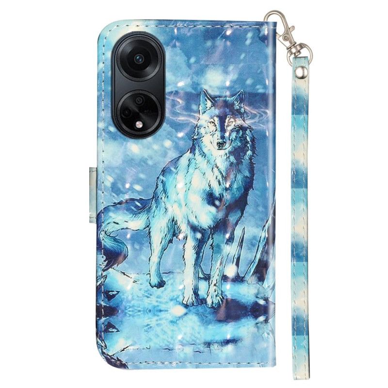 Kotelot Oppo A98 5g 3d Snow Wolf Hihnalla