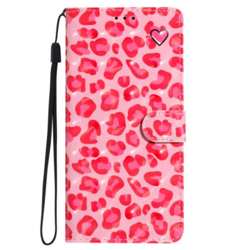 Kuoret Oppo A98 5g 3d Pink Leopard Hihnalla