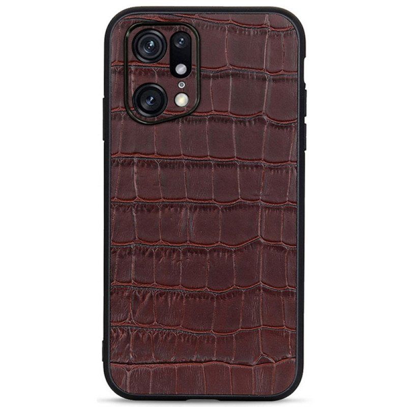 Kuori Oppo Find X5 Pro Aito Crocodile Texture -nahka