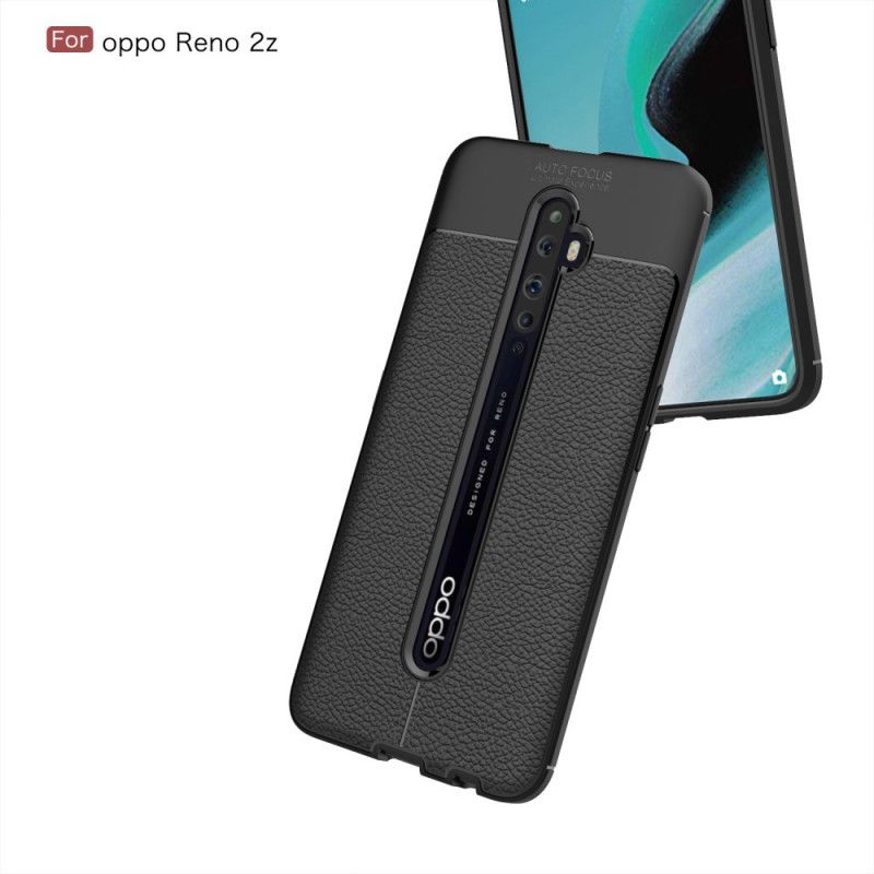 Kuori Oppo Reno 2Z Punainen Musta Kaksilinjainen Litsi Nahkaa