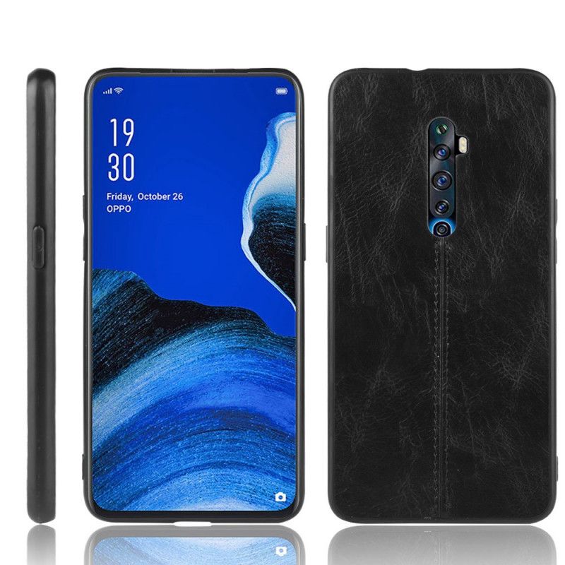 Kuori Oppo Reno 2Z Punainen Musta Nahkainen Ommel