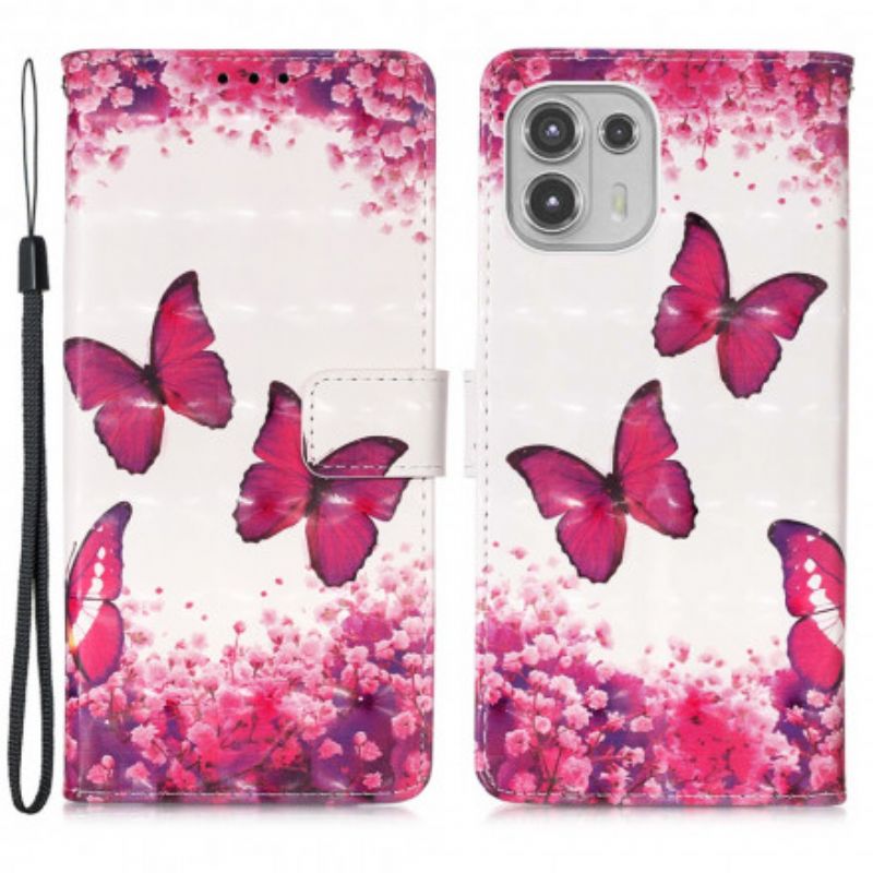 Flip Kotelot Motorola Edge 20 Lite Red Butterflies