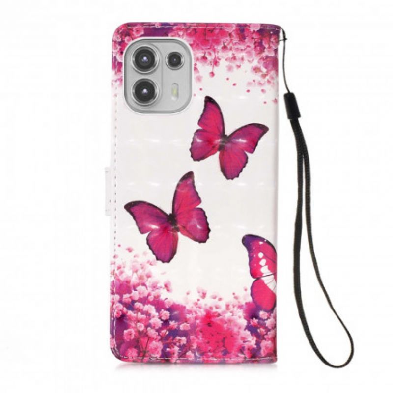 Flip Kotelot Motorola Edge 20 Lite Red Butterflies