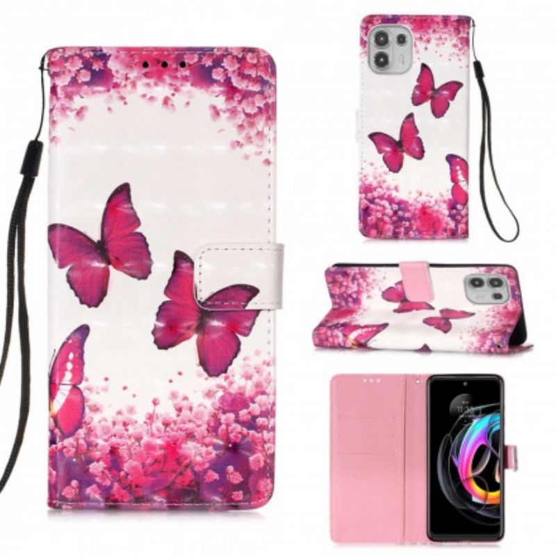 Flip Kotelot Motorola Edge 20 Lite Red Butterflies