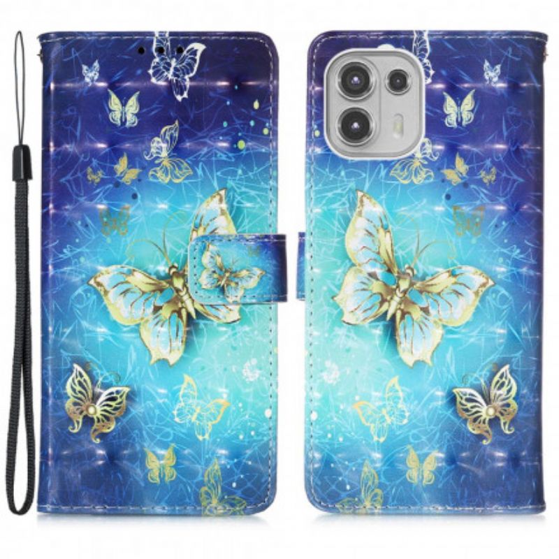 Kotelot Motorola Edge 20 Lite Puhelinkuoret Golden Strap Butterflies