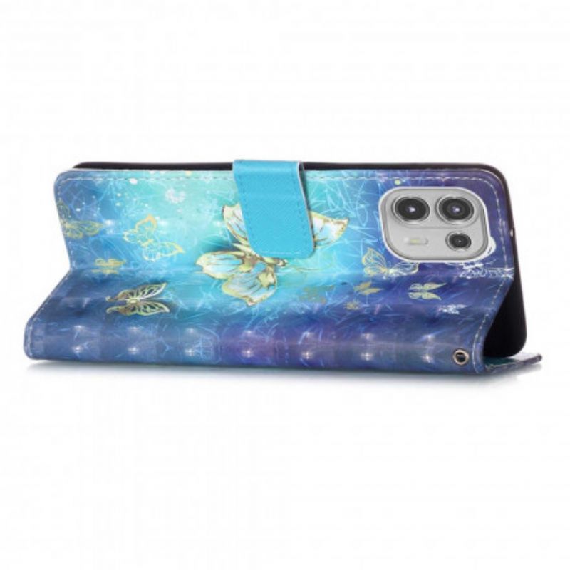 Kotelot Motorola Edge 20 Lite Puhelinkuoret Golden Strap Butterflies