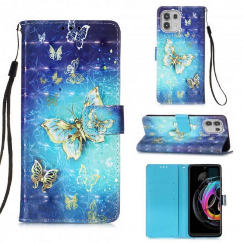 Kotelot Motorola Edge 20 Lite Puhelinkuoret Golden Strap Butterflies