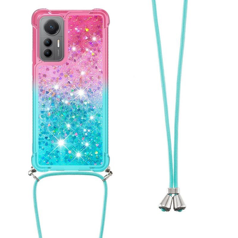 Case Xiaomi 12 Lite Kiristysnyörillä Glitter Silikoni Johto