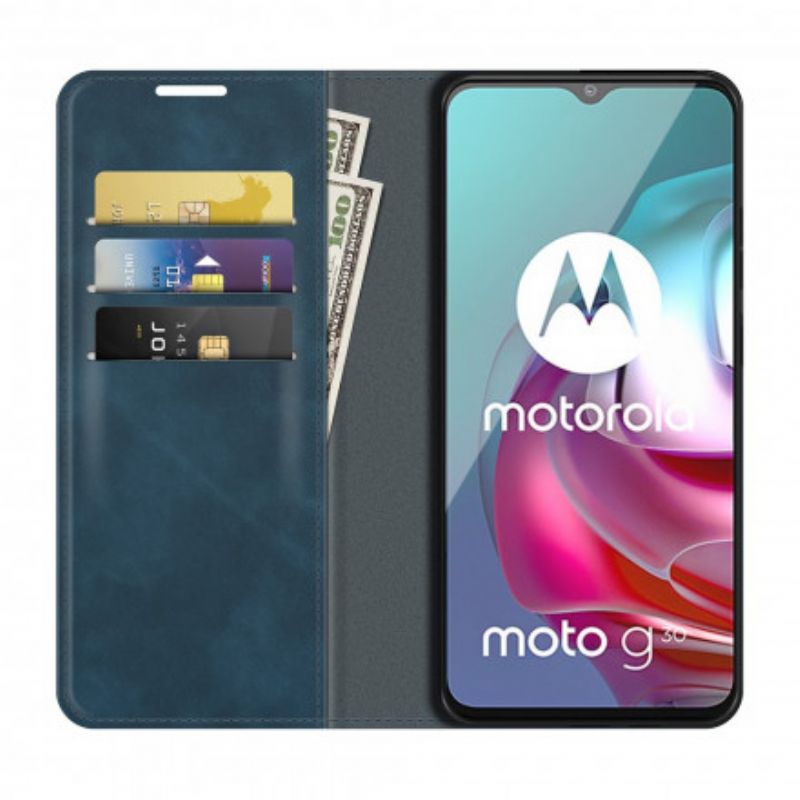 Flip Kotelot Moto G30 / G10 Silkkipehmeä Nahkaefekti