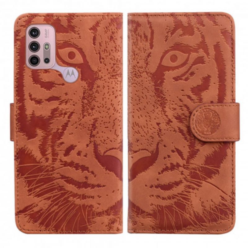 Flip Kotelot Moto G30 / G10 Tiger Face Print