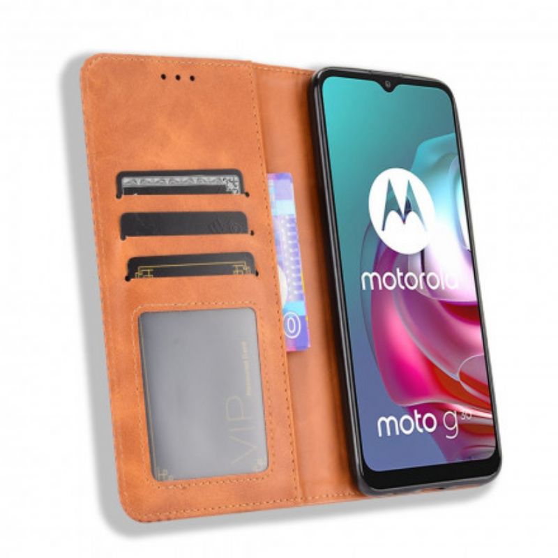 Flip Kotelot Moto G30 / G10 Tyylitelty Vintage-nahkaefekti