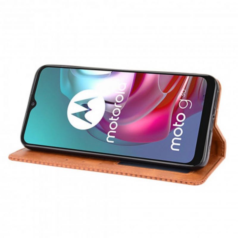 Flip Kotelot Moto G30 / G10 Tyylitelty Vintage-nahkaefekti