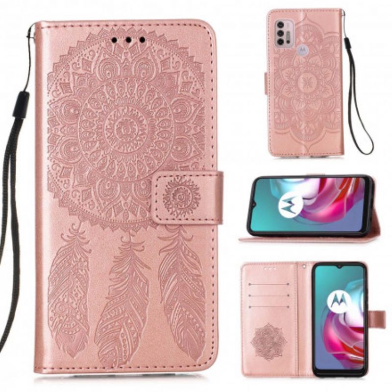 Kotelot Moto G30 / G10 Puhelinkuoret Nahkaefekti Dream Catcher