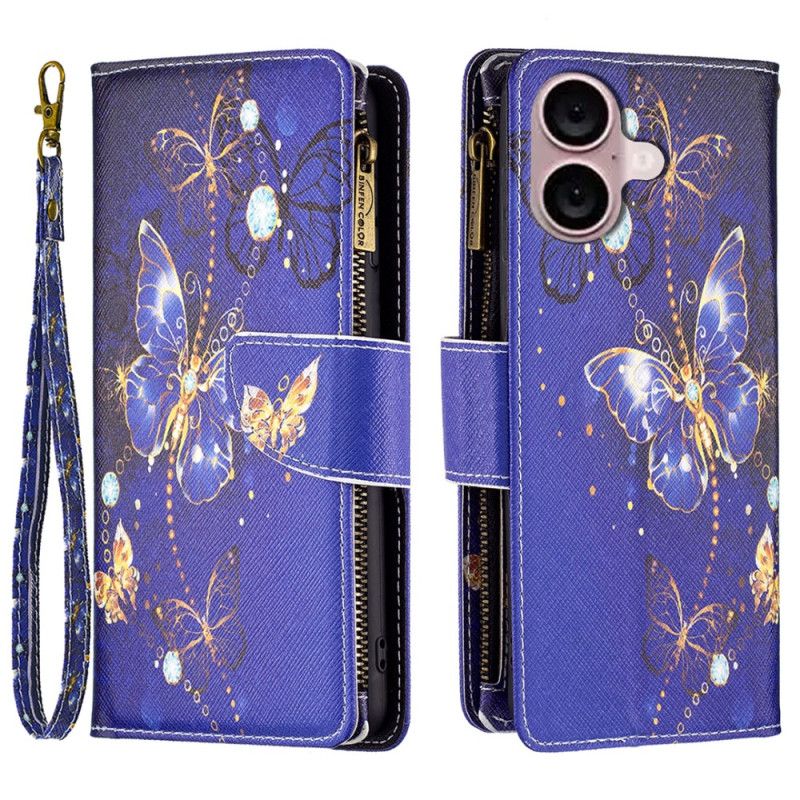 Kotelot iPhone 16 Puhelinkuoret Purple Butterflies -lompakko