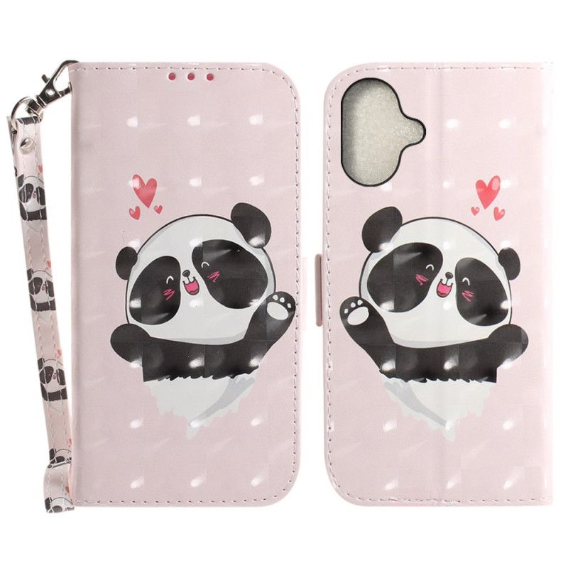 Kuoret iPhone 16 Panda Love Hihnalla