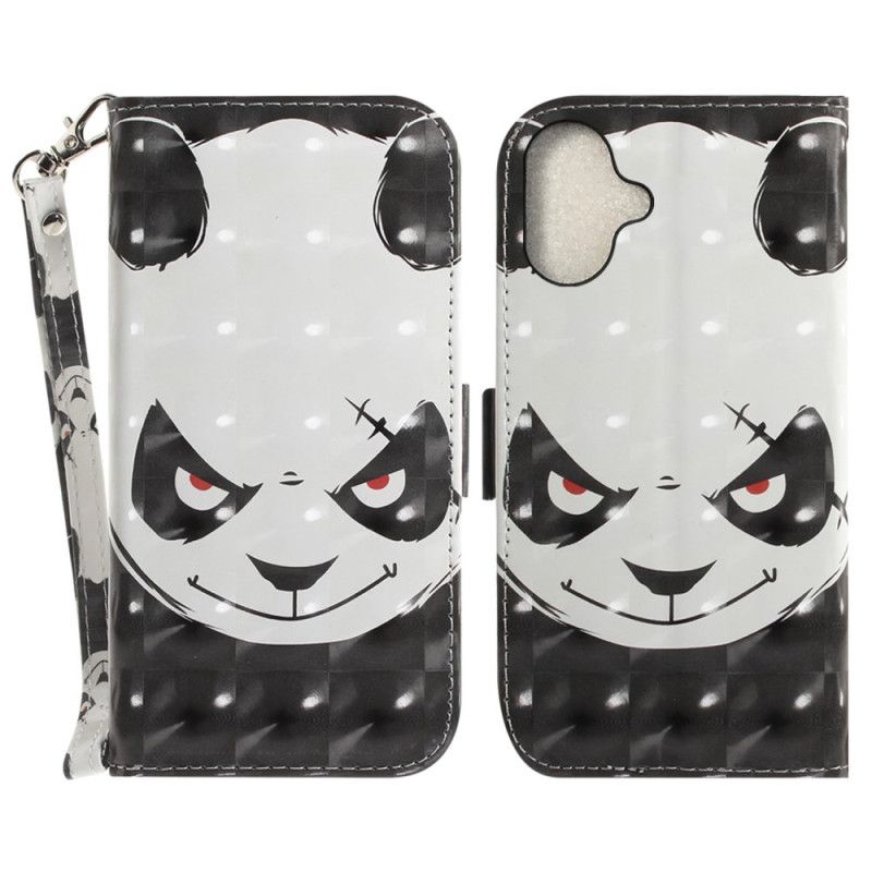 Kuoret iPhone 16 Vihainen Panda Hihnalla