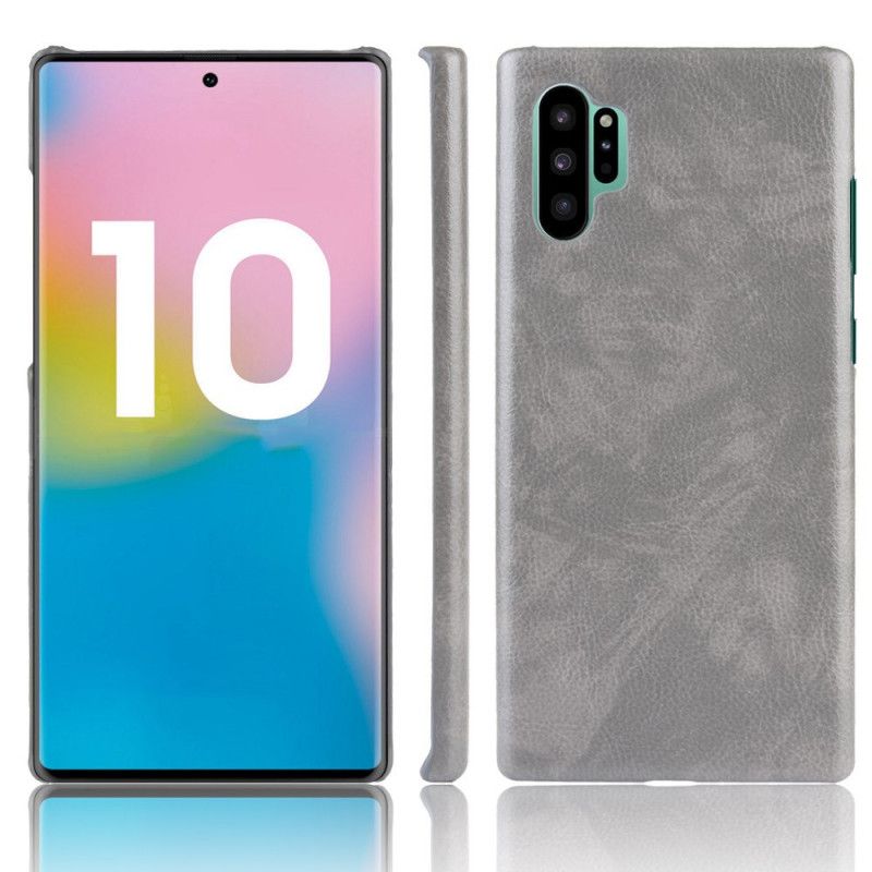 Case Kuoret Samsung Galaxy Note 10 Plus Musta Puhelinkuoret Klassinen Litsi Nahkainen Vaikutus