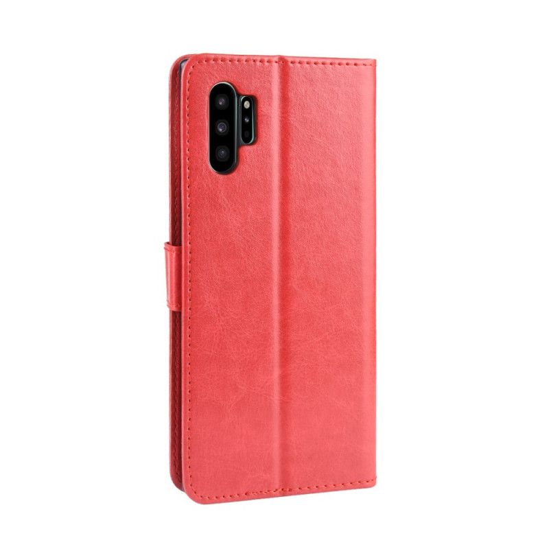 Flip Case Samsung Galaxy Note 10 Plus Punainen Musta Räikeä Tekonahka