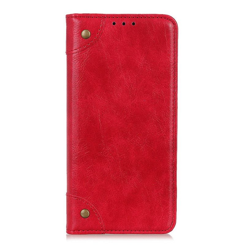 Flip Case Samsung Galaxy Note 10 Plus Tummansininen Vanha Ja Kiiltävä Nahkaefekti