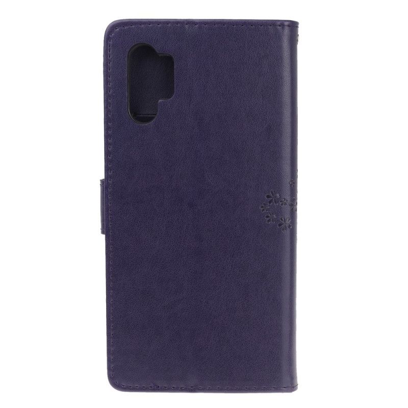 Flip Case Samsung Galaxy Note 10 Plus Vaaleansininen Puu Ja Remmi Pöllöt