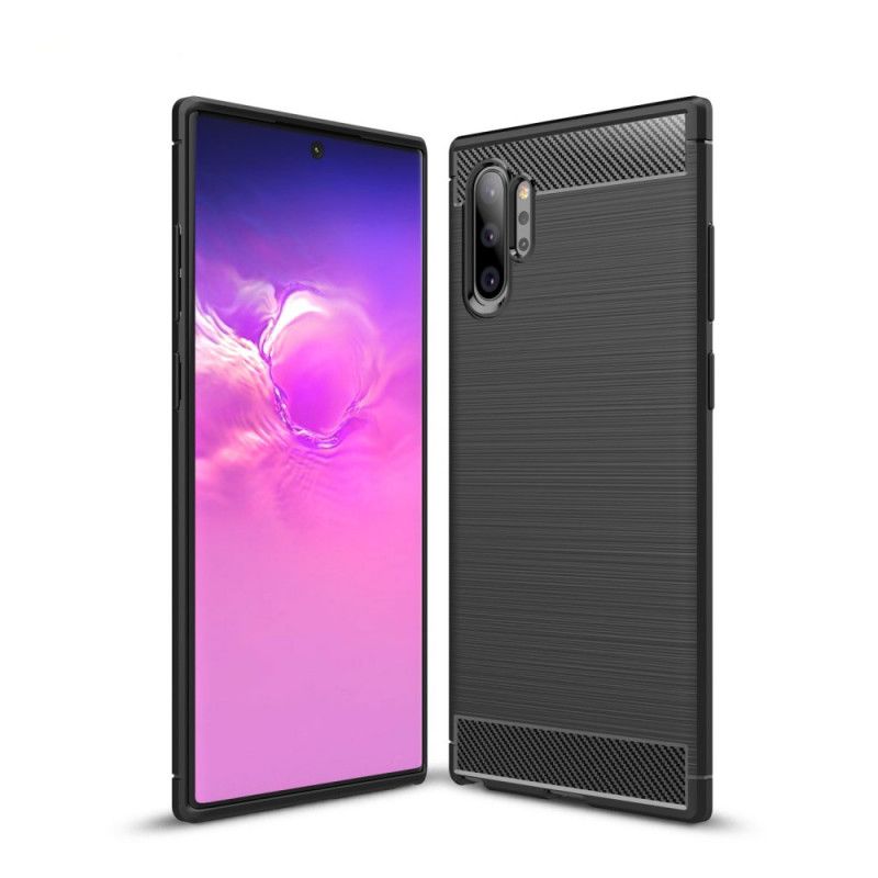 Kuori Samsung Galaxy Note 10 Plus Tummansininen Musta Harjattu Hiilikuitu