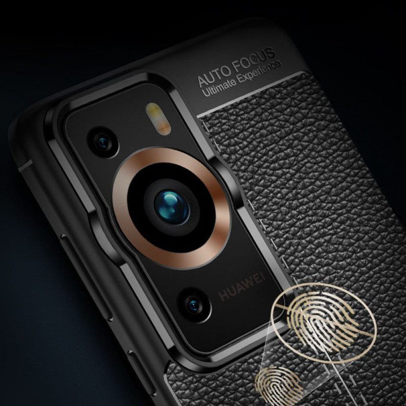 Case Huawei P60 Pro Kaksilinjainen Litsi-nahkaefekti