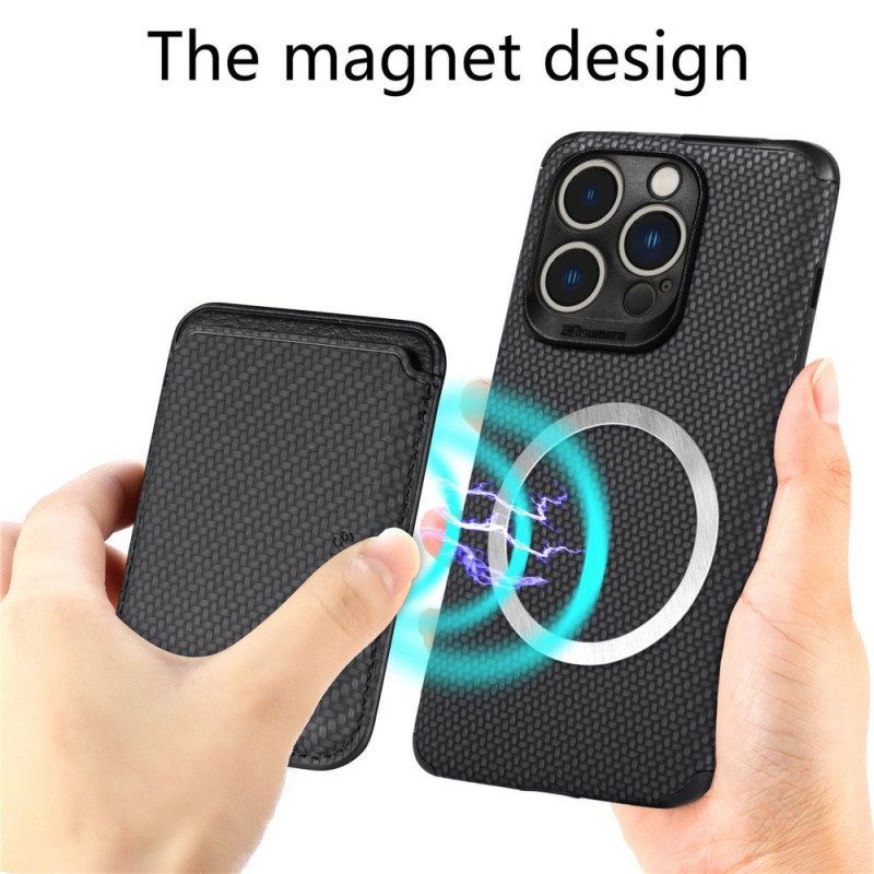 Case iPhone 14 Pro Lompakkokuori Hiilikuitu Ja Magneettinen Lompakko