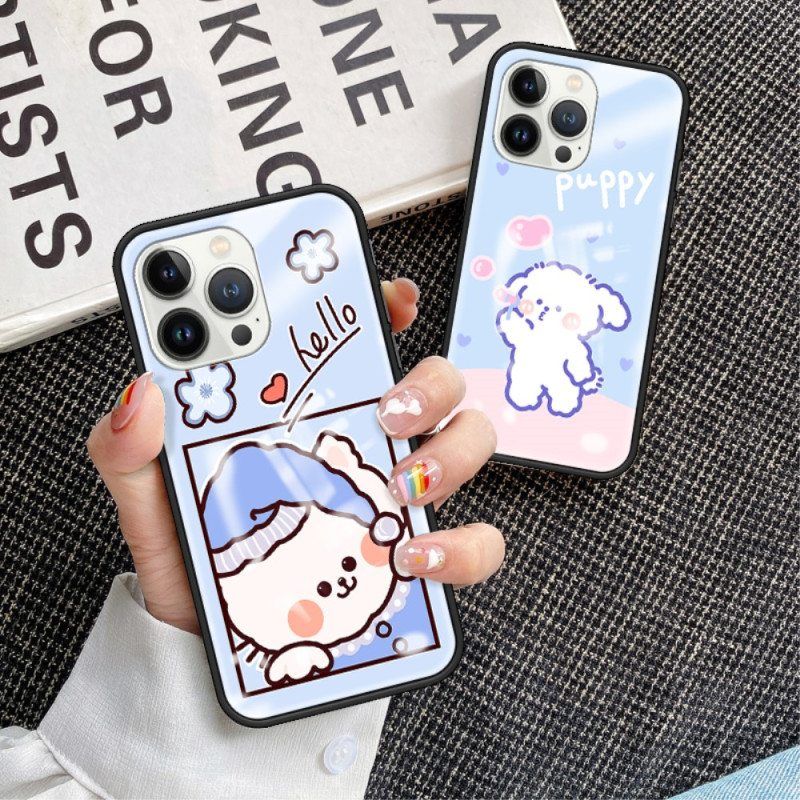 Case iPhone 15 Pro Blue Cat Karkaistu Lasi